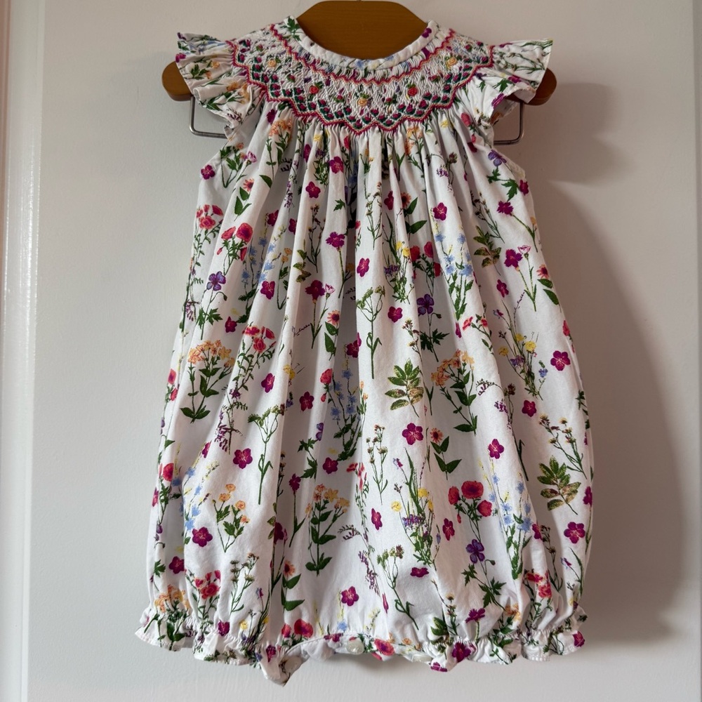 Luli & Me Baby Floral Smocked Blubble
